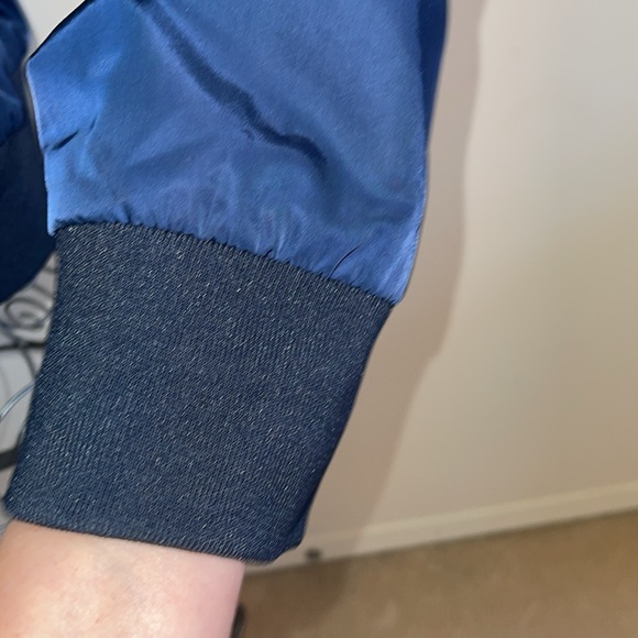 NWT- Free people navy zip up bomber  jacket. M - Picture 2 of 6